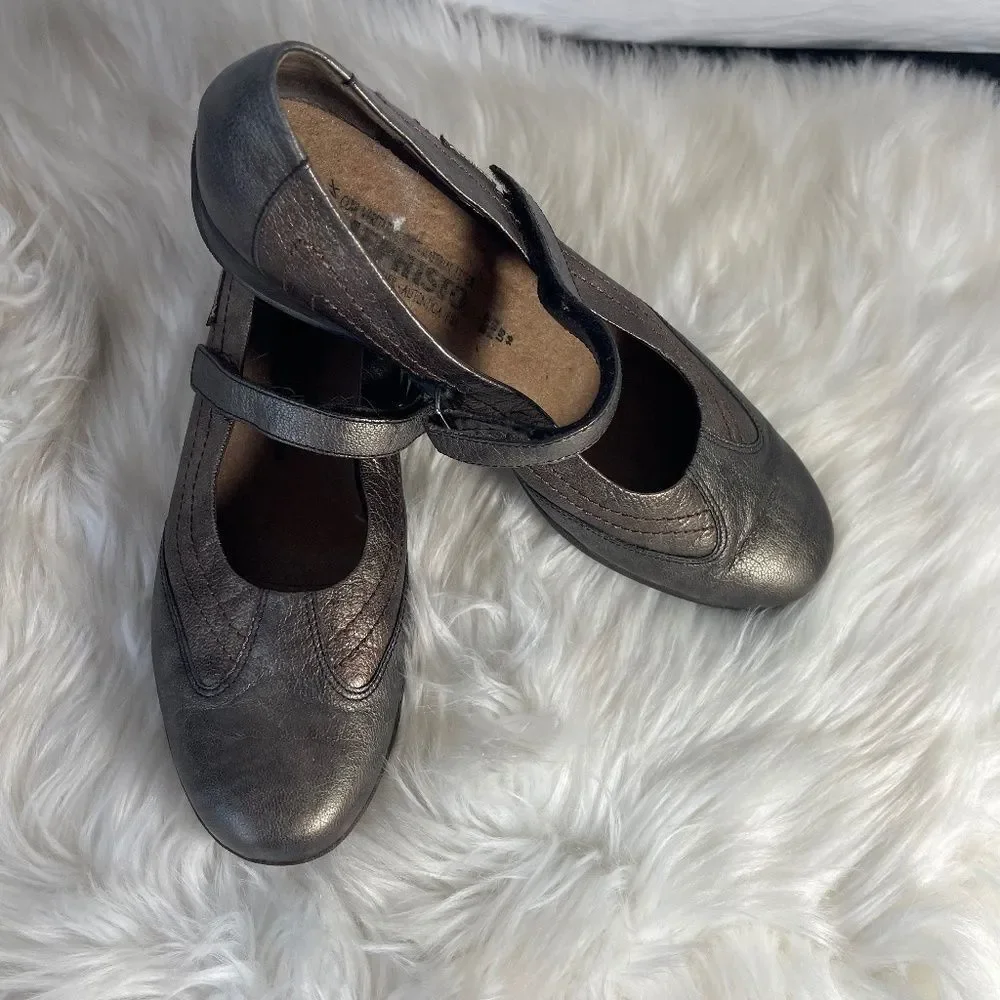 Mephisto Pewter Bronze‎ Metallic Leather Mary Jane Shoes Sz 10